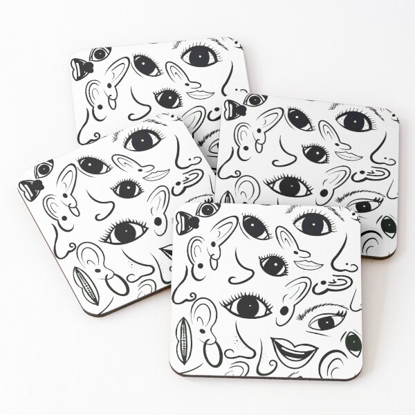 Item preview, Facial features pattern black and white designed and sold by apis-florea.