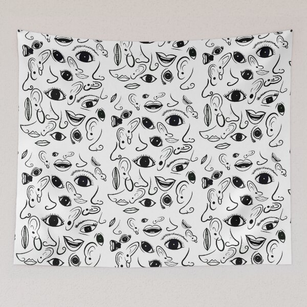 Item preview, Facial features pattern black and white designed and sold by apis-florea.