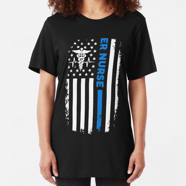 ER Nurse Flag Slim Fit T-Shirt