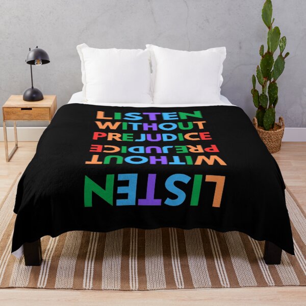 Item preview, Listen without prejudice quote typography designed and sold by TopplundDesigns.