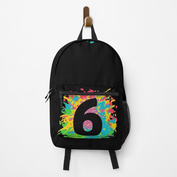 Item preview, 6th birthday for kids, girls, boys, number 6 in paint splashes, team event design  designed and sold by iclipart.
