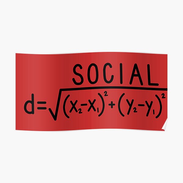 Social Distance (formula) Red Poster