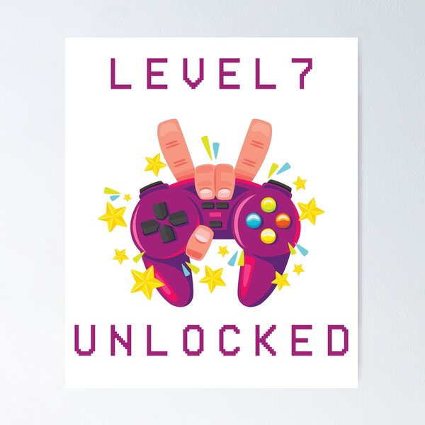 Item preview, Level 7 Unlocked - Video Gamer 7th Birthday Gift designed and sold by Smart Side.