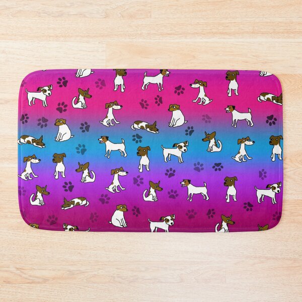 Item preview, Jack Russell Terrier Cartoon Pattern With Blue And Pink Background designed and sold by jaggerstudios.