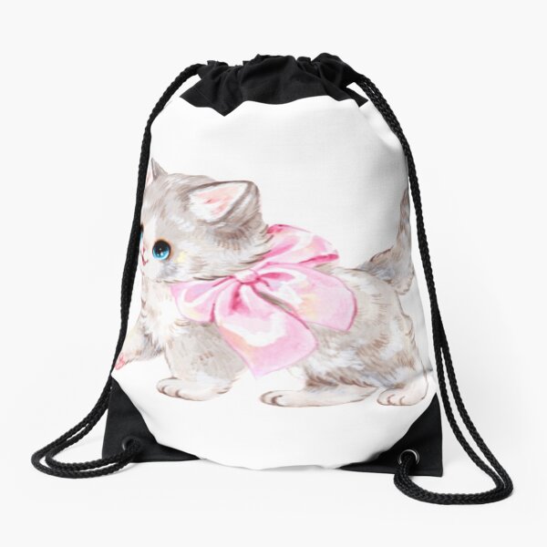 Drawstring Backpack Cat Paw Prints Created out of the Word Meow Drawstring Backpack Cat Paw Prints Created out of the Word Meow