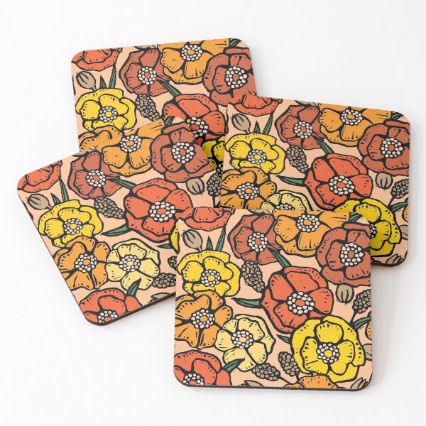Item preview, Vintage 1970s inspired flowers Orange designed and sold by woahtherepickle.