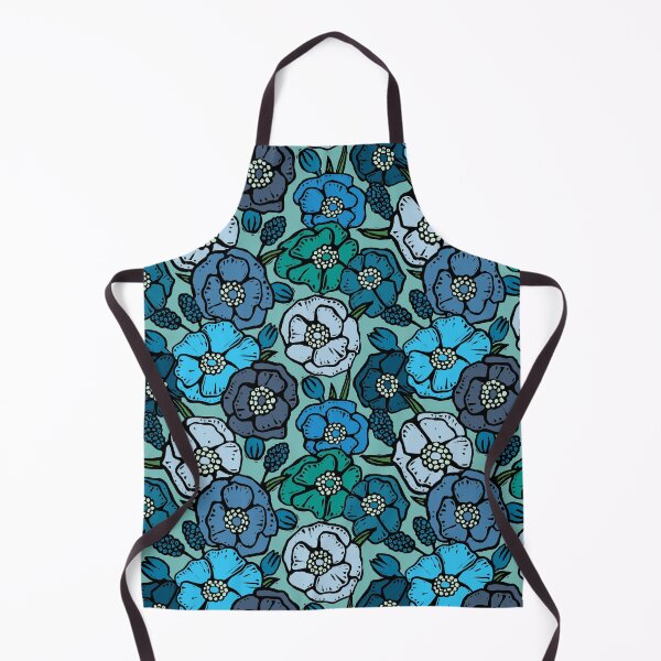 Artikelvorschau, Vintage Seventies inspirierte Blumen blau entworfen und verkauft von woahtherepickle.