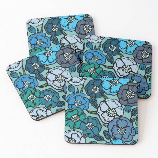 Item preview, Vintage Seventies inspired flowers Blue designed and sold by woahtherepickle.