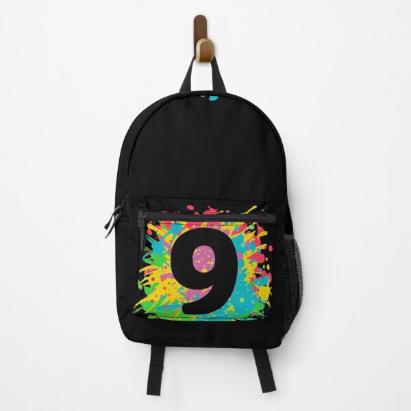 Item preview, 9th birthday for kids, girls, boys, number 9 in paint splashes, team event design  designed and sold by iclipart.