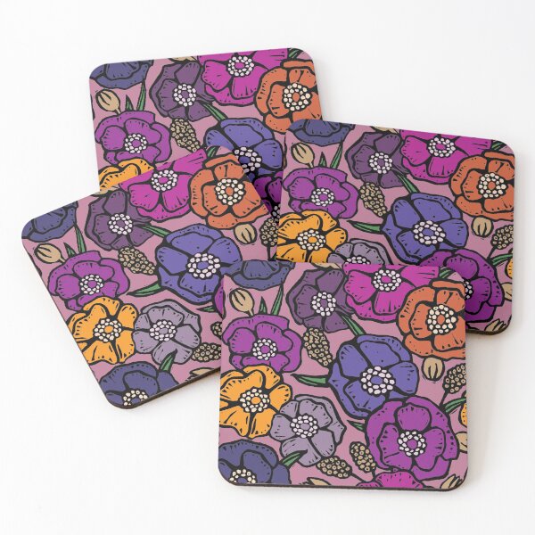 Item preview, Purple Seventies inspired vintage flowers designed and sold by woahtherepickle.
