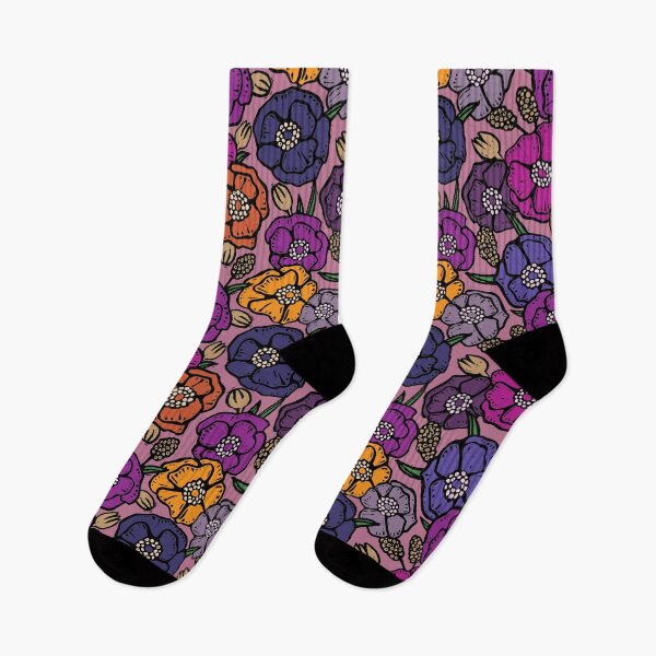 Item preview, Purple Seventies inspired vintage flowers designed and sold by woahtherepickle.