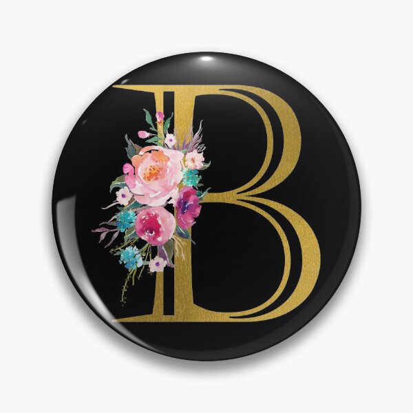 Item preview, Letter B, Floral Monogram, Watercolor Roses, Initial, Faux Gold Foil designed and sold by WildHoneyDesign.