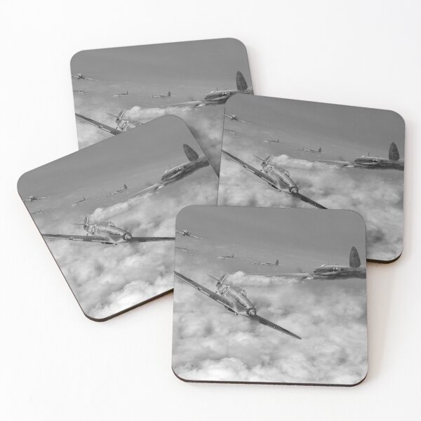 Item preview, Hurricanes attacking Heinkel head-on B&W version designed and sold by Flight Artworks.