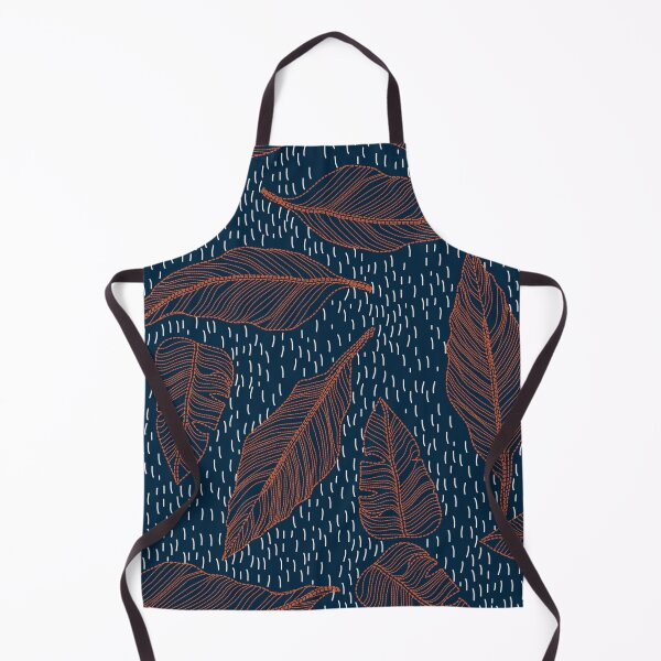 Item preview, Orange leaves print on dark navy and white abstract background. designed and sold by DesignByNicha.
