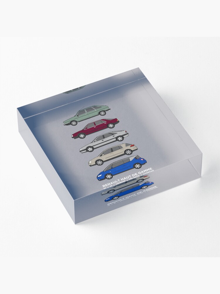 Alternate view of Renault 30, 25, Safrane, Vel Satis & Avantime "Haut de Gamme" classic car collection artwork. Acrylic Block
