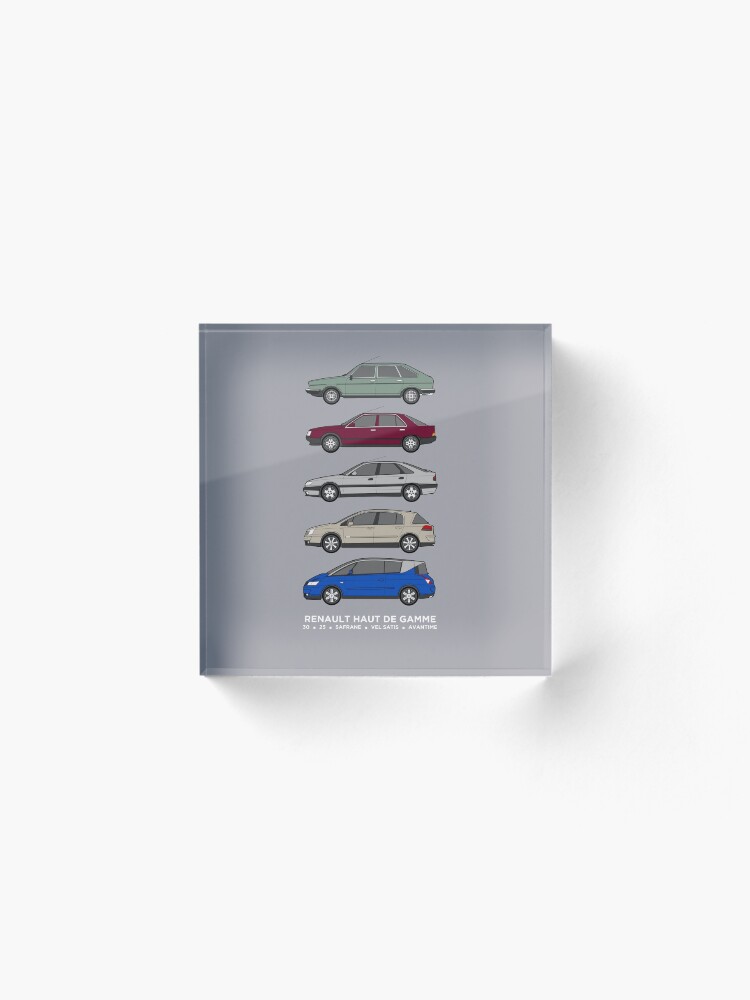 Alternate view of Renault 30, 25, Safrane, Vel Satis & Avantime "Haut de Gamme" classic car collection artwork. Acrylic Block