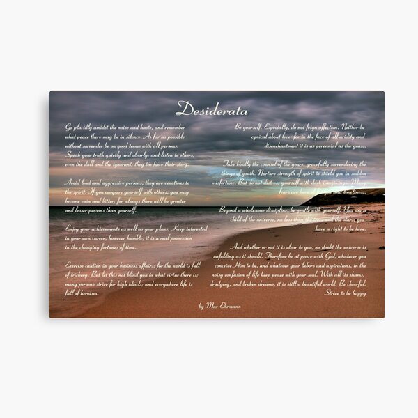Desiderata Inspirational Poem on Seashore Canvas Print