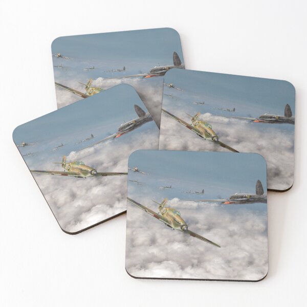 Item preview, Hurricanes attacking Heinkel head-on designed and sold by Flight Artworks.