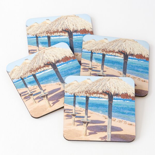 Item preview, natural materials beach umbrellas by the sea and the blue sky designed and sold by SherriMans.