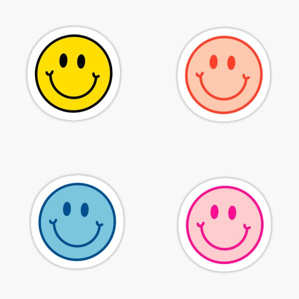 Smiley Face Neon 4-Pack Stickers 90s Sticker
