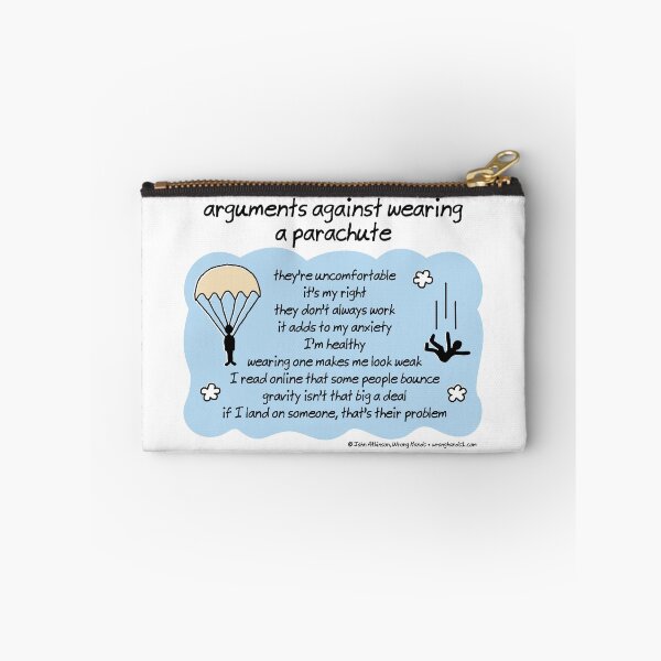 Item preview, arguments against wearing a parachute designed and sold by WrongHands.