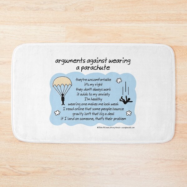 Item preview, arguments against wearing a parachute designed and sold by WrongHands.