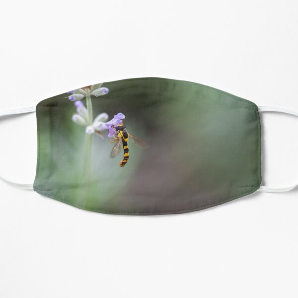 Hoverfly collects pollen from a lilac flower Flat Mask