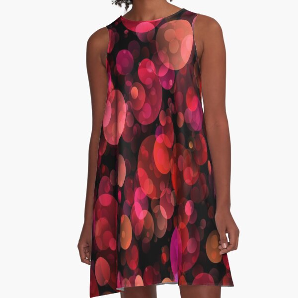 70s Disco Retro Inspired | Abstract Red Sequin PRINT Texture A-Line Dress