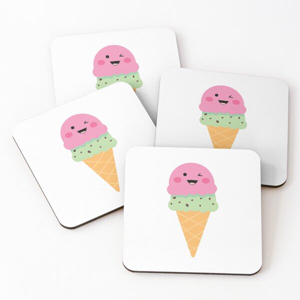 Item preview, kawaii ice cream, ice cream, ice cream illustration, cute ice cream, pink and green ice cream designed and sold by Terevela.