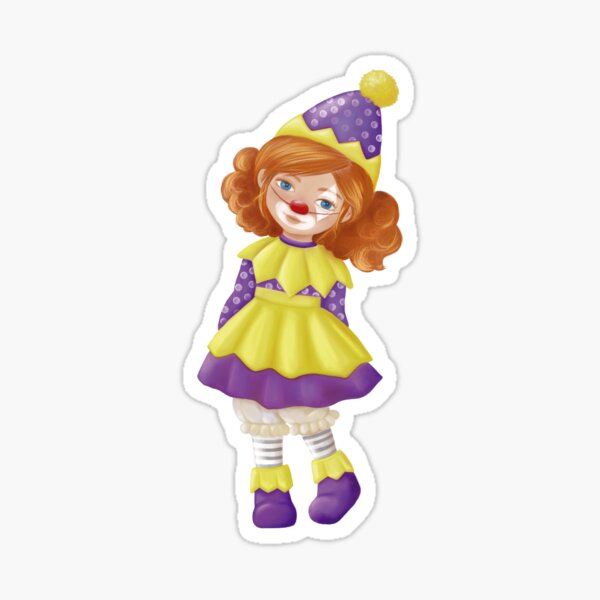 Niña disfrazada de payaso Pegatina