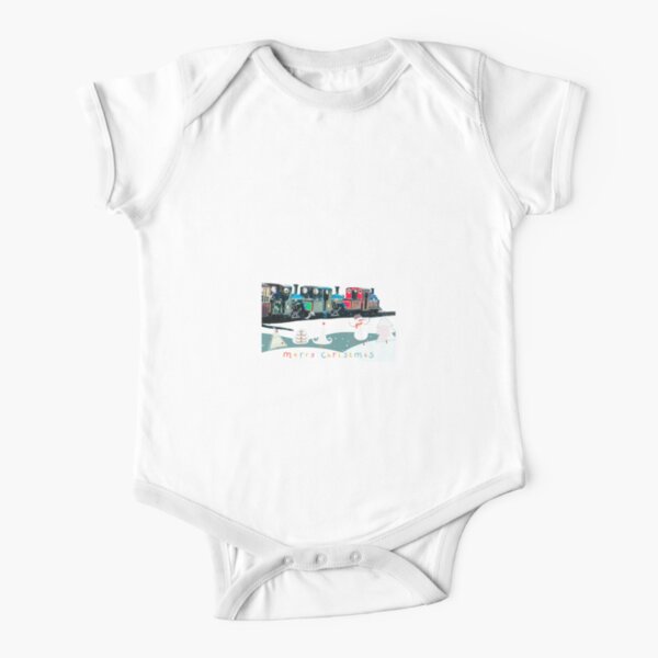 Happy Christmas for train lovers Short Sleeve Baby One-Piece