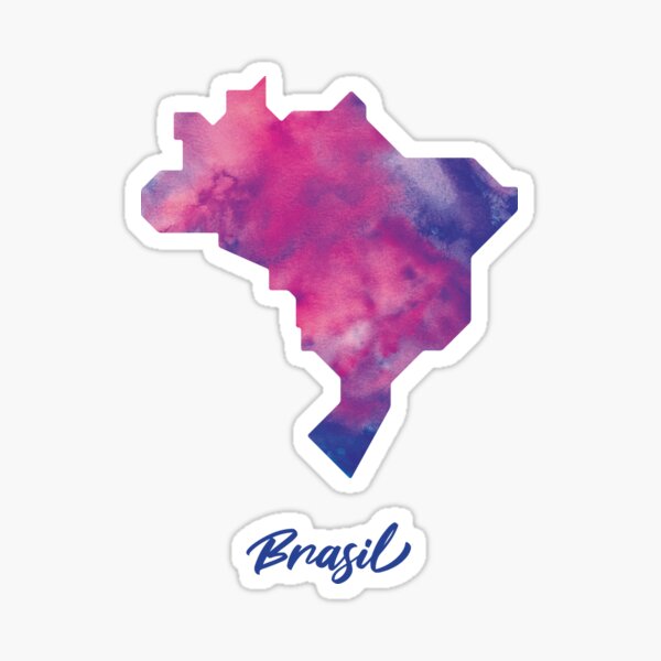 Artikel-Vorschau von Brasilien Karte in Aquarell (Lila, Blau und Pink), designt und verkauft von Geometricshow.