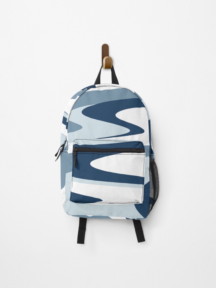 Thumbnail 1 of 3, Backpack, pattern blue white #pattern designed and sold by JBJart.