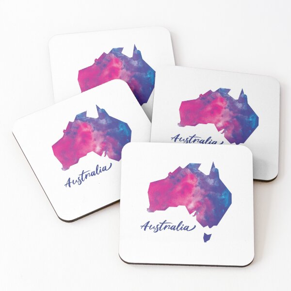 Item preview, Australia Map in Watercolor (Purple, Blue and Pink) designed and sold by Geometricshow.