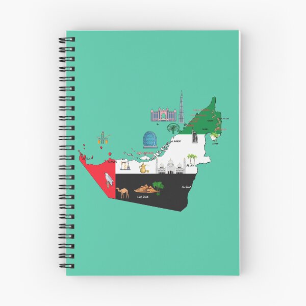 Item preview, United Arab Emirates map, major cities names UAE national symbols and landmarks  designed and sold by mashmosh.