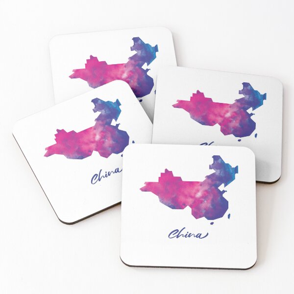 Item preview, China Map in Watercolor (Purple, Blue and Pink) designed and sold by Geometricshow.
