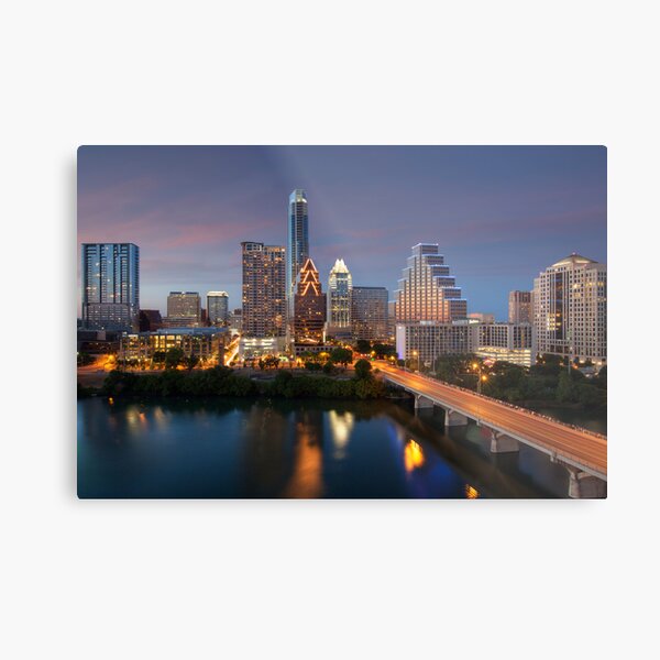 Austin Skyline Images - Congress Bridge and Downtown Austin Metal Print