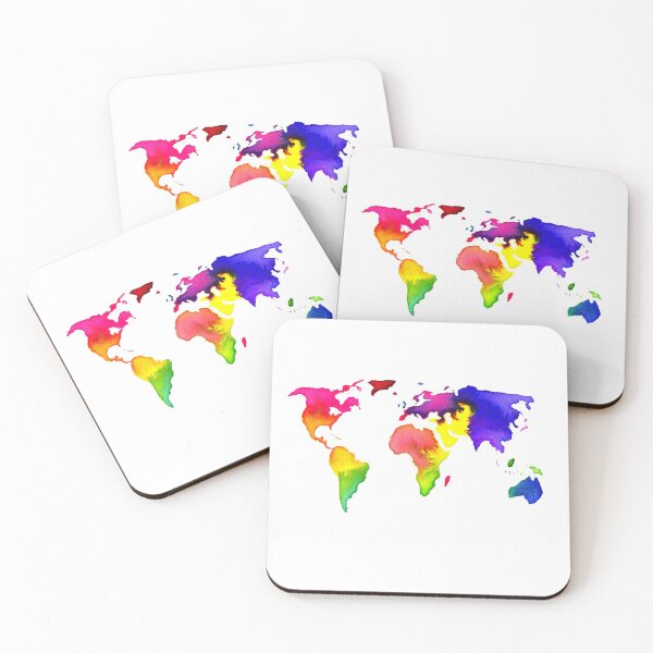 Item preview, Rainbow Watercolor World Map designed and sold by sadiesavesit.