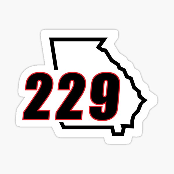 Red u0026 Black Georgia 229 Area Code on Black Sticker for Sale by SleepyLab |  Redbubble