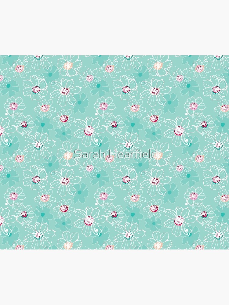 Hand drawn White Cosmos flowers by sarahrozdilski