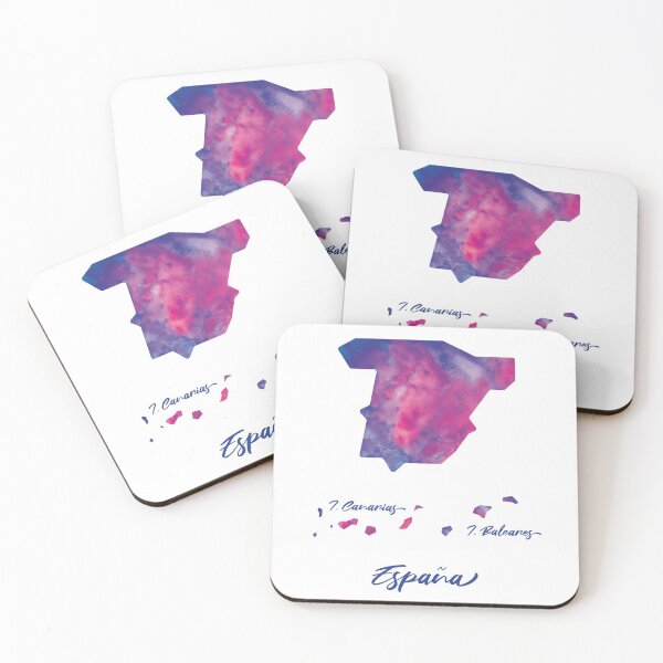 Item preview, España (Spain) Map in Watercolor (Purple, Blue and Pink) designed and sold by Geometricshow.