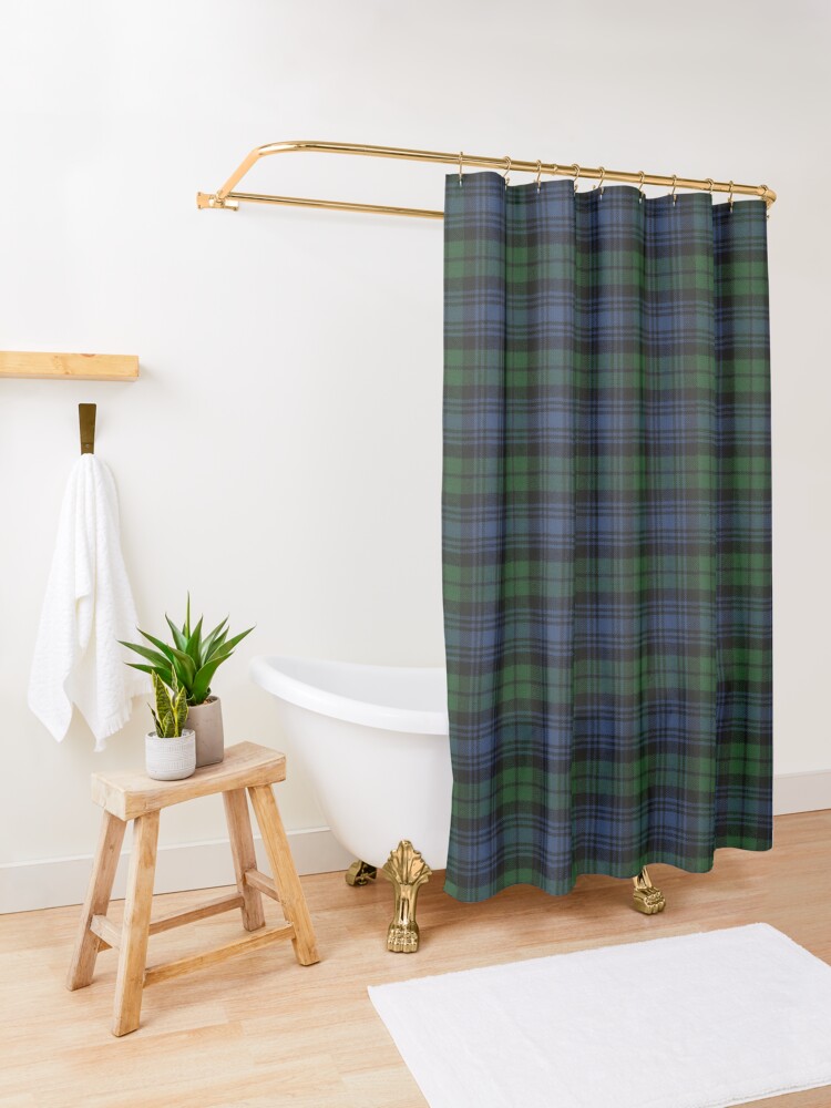 Alternate view of Black Watch Ancient Original Scottish Tartan Shower Curtain