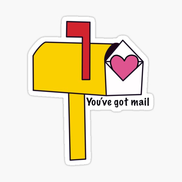 You Ve Got Mail Letterbox Love Heart Aol Yellow Film Sticker By Lookalivevamp Redbubble