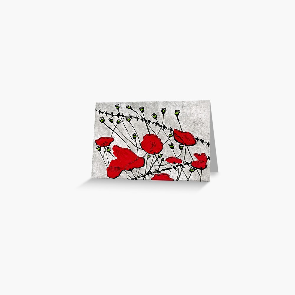 Poppies and Barbed Wire Greeting Card