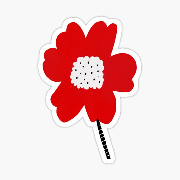 Flor roja red flower minimalistic digital art Sticker