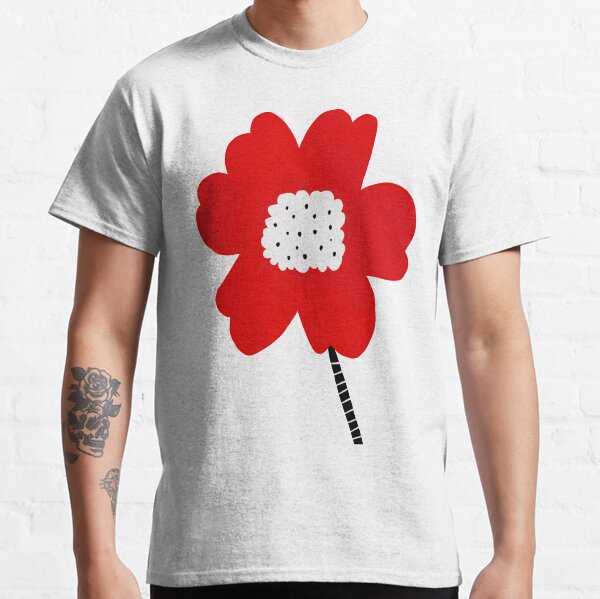 Flor roja red flower minimalistic digital art Classic T-Shirt