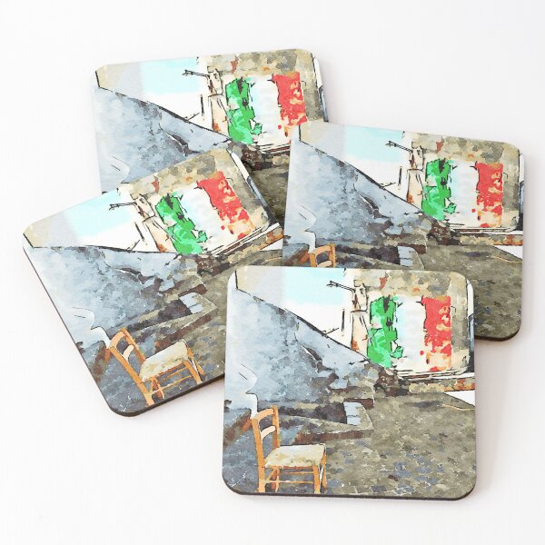 Item preview, Tortora glimpse with chair and Italian flag painted on the wall of building designed and sold by Giuseppe Cocco.