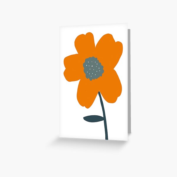 minimalist Orange flower, digital art Greeting Card