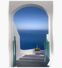 Santorini Images, Doorway to the Sea in Oia, Greece Poster