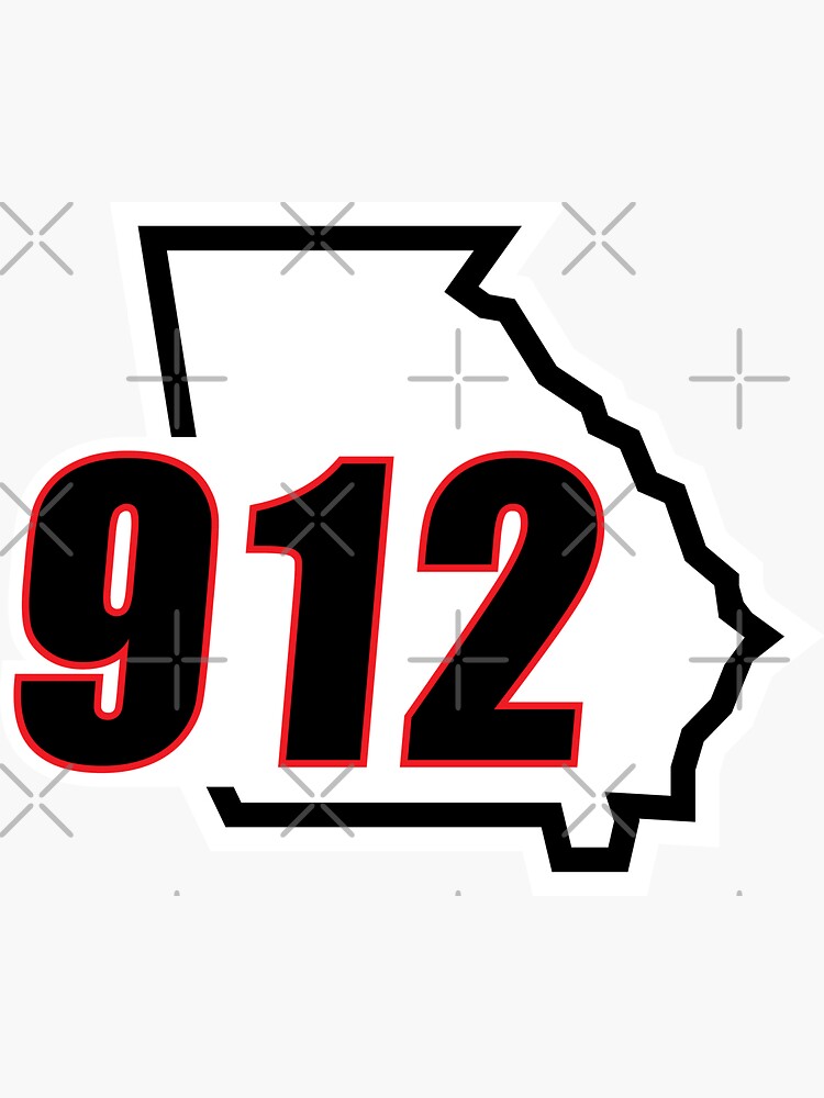 red-black-georgia-912-area-code-on-white-sticker-for-sale-by